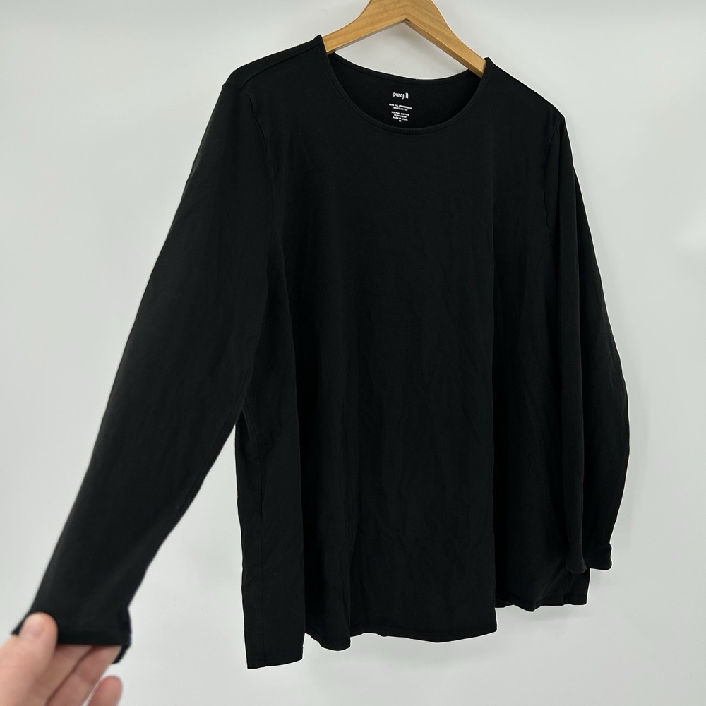Pure Jill Shirttail Tee Womens 2X Stretch Long Sleeve Capsule Minimalist Cotton